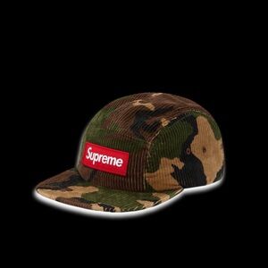 Supreme Camo Green & Brown Corduroy Woodland Camp Cap Hat